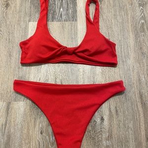 Red knot shein bikini